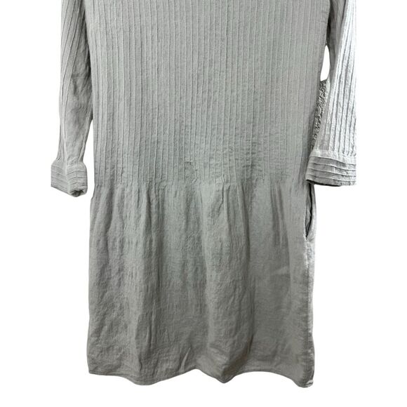 ZARA Trafaluc Gray Long Sleeve Shirt Dress Size S Button Front Pocket Casual - Picture 2 of 11